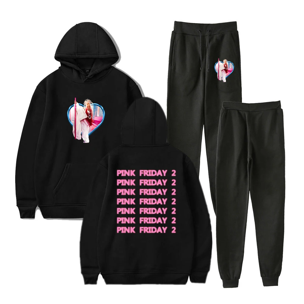 

Nicki Minaj Pink Friday 2 Album Hoodie Jogger Pants Two Piece Set Sweatshirts+Sweatpants Men Women's Set