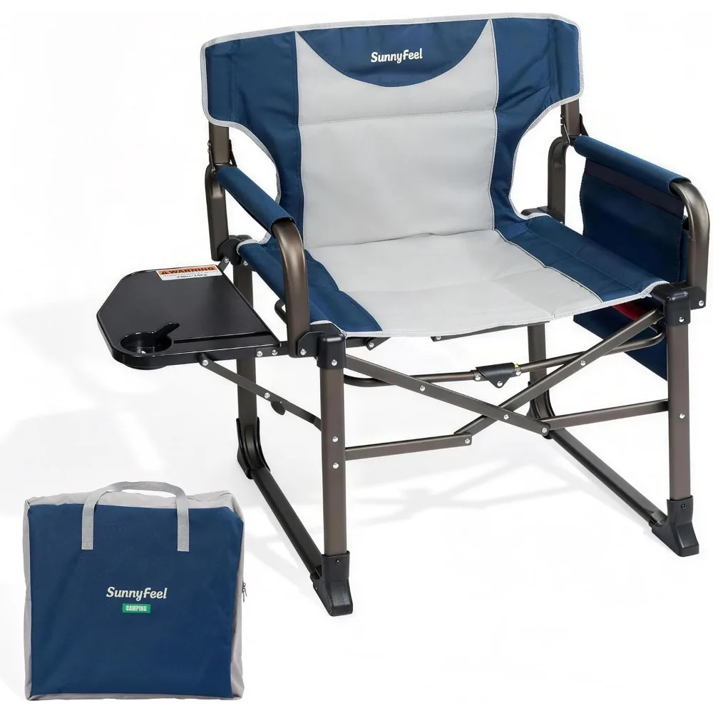 Oversized Portable Folding Chair for Adults with Pocket and Table, Ideal for Outdoor Activities
