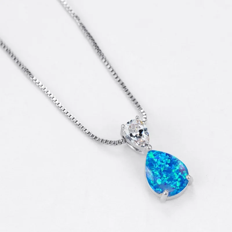 تصميم قلادة كلاسيكية رومانسية مع إكسسوارات قلادة كنز أسترالية مربعة الشكل على شكل قطرة ماء هندسية للنساء #4