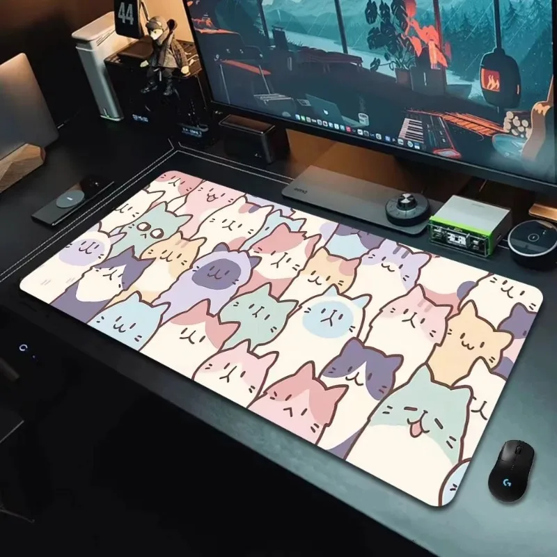 Mouse Pad Cute Simple Cat Large Size Gamer Keyboard Desk mat 900x400cm Carpet Rubber Tapis Souris PC Laptop Gaming MousePad XXL