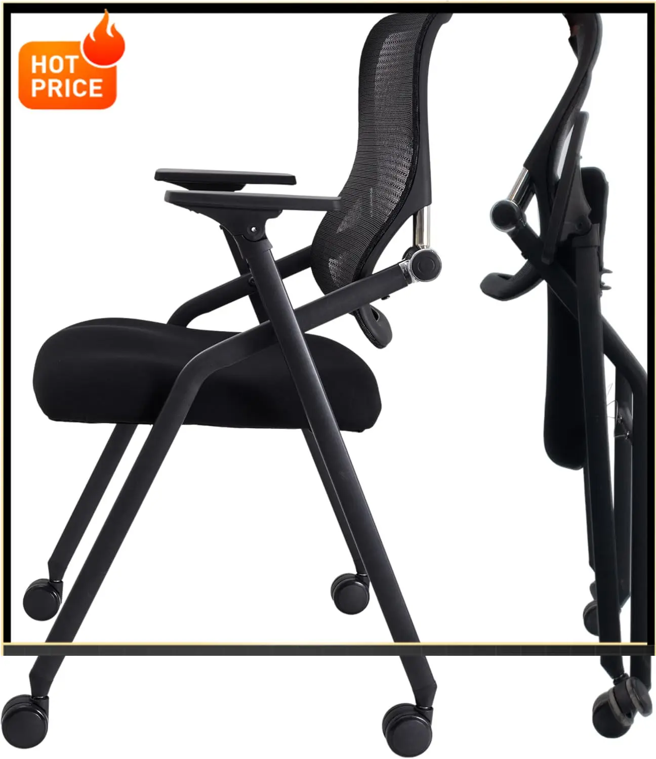 

Бестселлер PRO: Штабелируемые и складные стулья для конференц-залов с двойной утолщенной подушкой, поясничной опорой, подлокотниками - сетчатая спинка