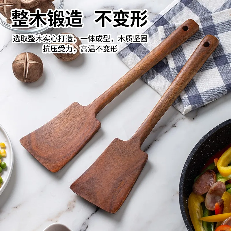 1PC-Wooden spatula for non-stick pan; special wooden cooking utensil for home kitchen use; anti-scalding spatula