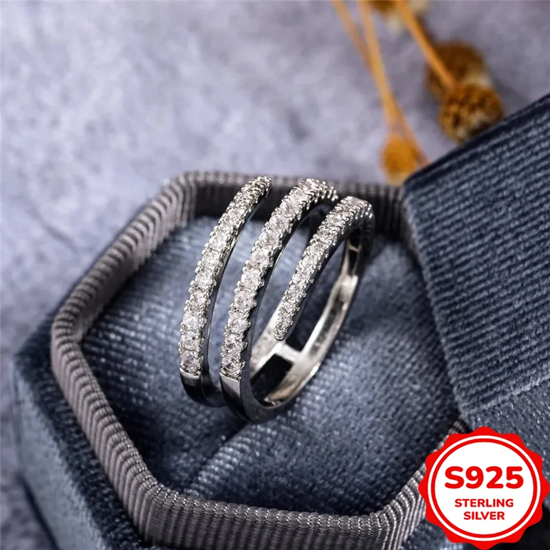 Exquisite Surround Shaped Rings for Women 925 Silver Plated Shiny Crystal CZ Marriage Party Bridal Rings Statement Jewelry