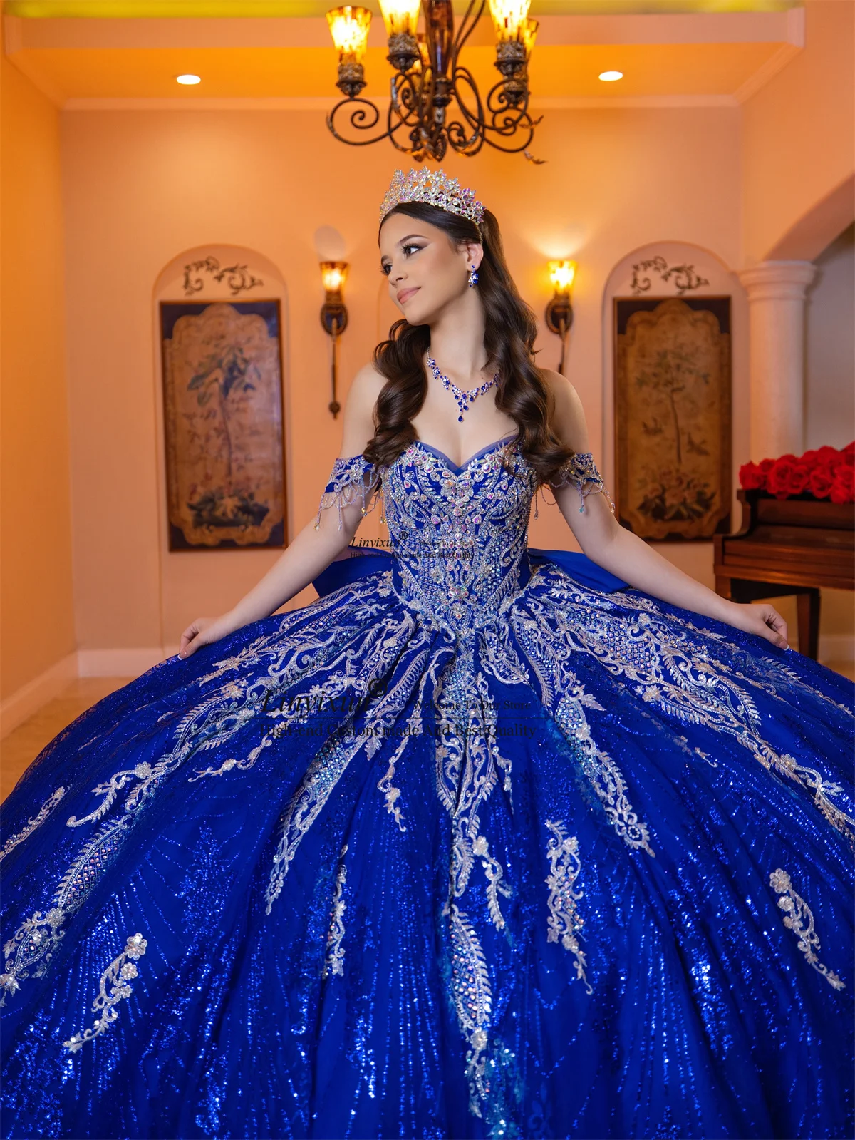 Princess Ball Gown Quinceanera Dresses Appliques Lace Sweet 16 Gowns Customized Mexican Sweep Train Vestidos de 15 XV anos