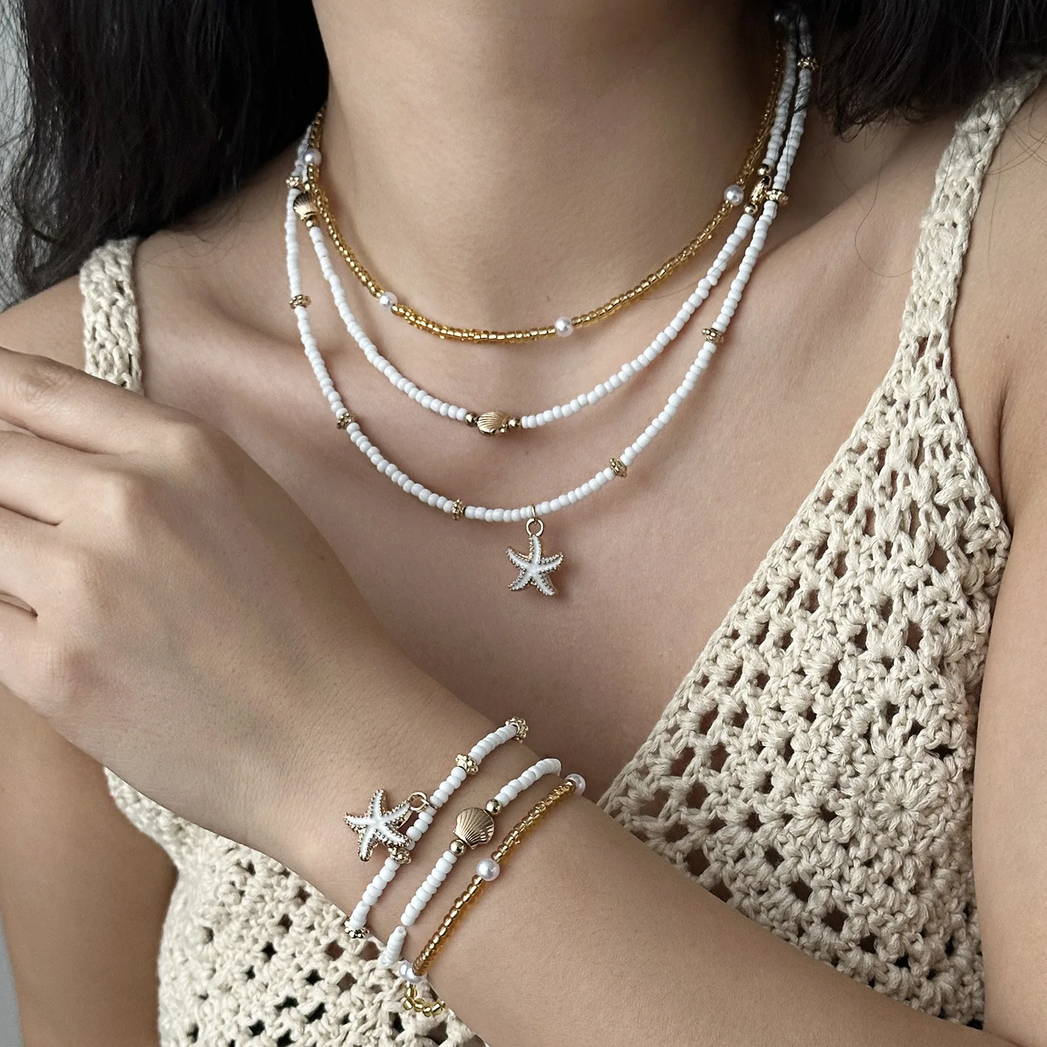 Beaded Anklet Chain - Новый комплект пляжных украшений из 3