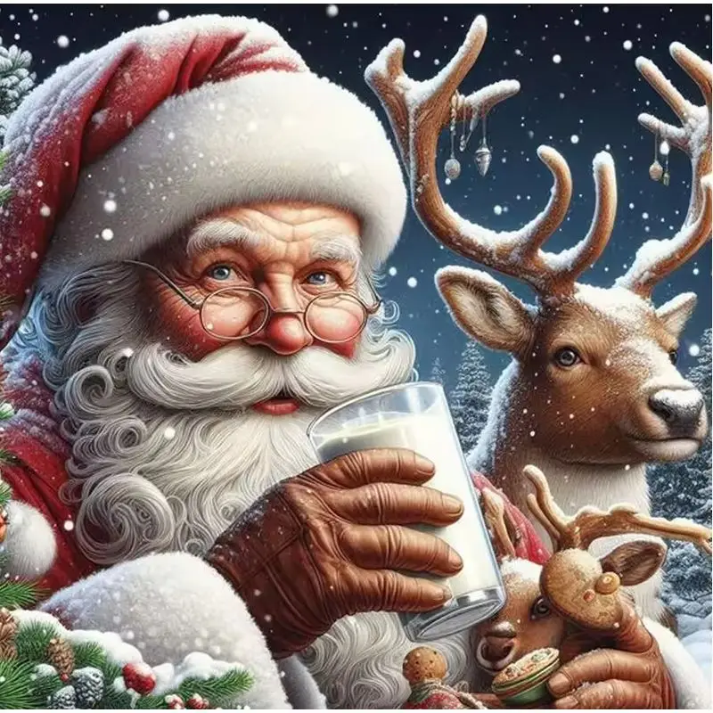 

CHENISTORY Diamond Painting Santa Claus Cross Stitch Kit Full Square Round Diamond Embroidery Rhinestone Pictures Home Decor Gif