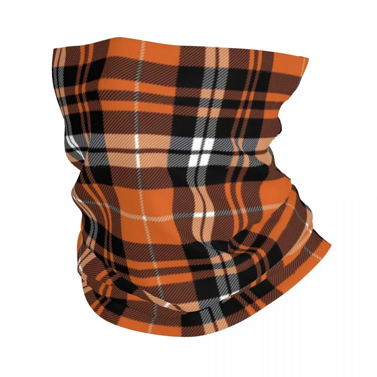 Pumpkin Plaid Orange Autumn Bandana Neck Cover Printed Balaclavas Mask Scarf Multi-use Cycling Running Unisex Adult Washable