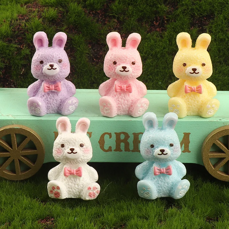 100 قطعة Kawaii الراتنج ثلاثية الأبعاد الكرتون الحيوان الأرنب الدب Diy بها بنفسك ديكور المنزل دمية اكسسوارات الحرف اليدوية #2
