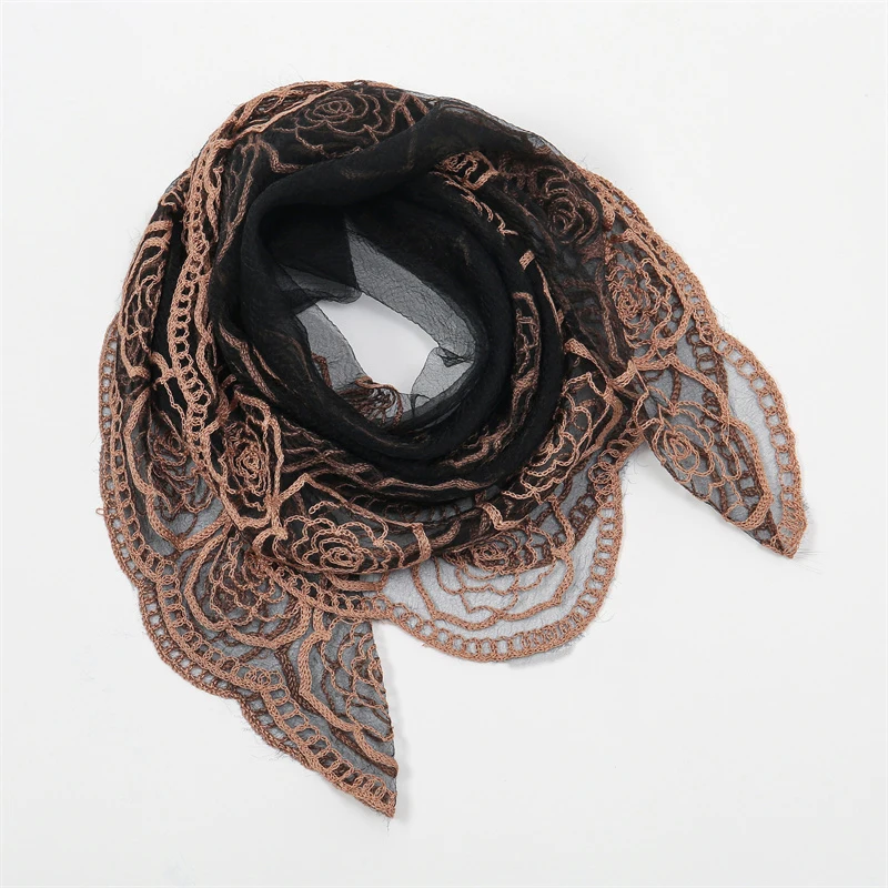 Flower Lace Scarf for Women, Hijab Wrap, Shawl for Lady, Wedding Headscarves, Female Fashion Accessories, Spring and Summer 2024