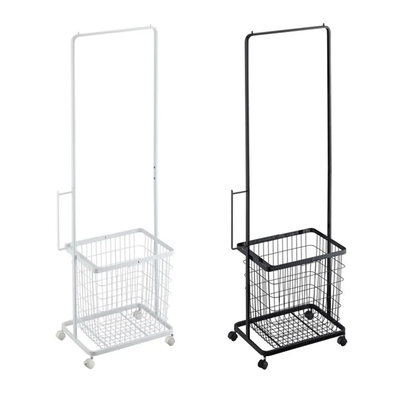 Mobile metal clothing storage rack Second cleaning clothes Overnight  Dirty  basket Balcony drying artifac