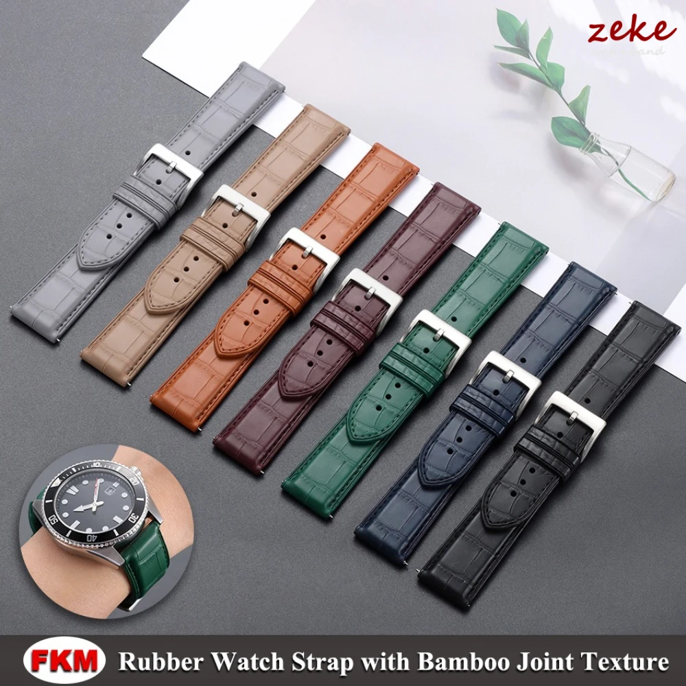 Fkm Rubber Dive Watch Strap 20Mm - Nieuwe FKM rubberen horlogeband, 20 mm