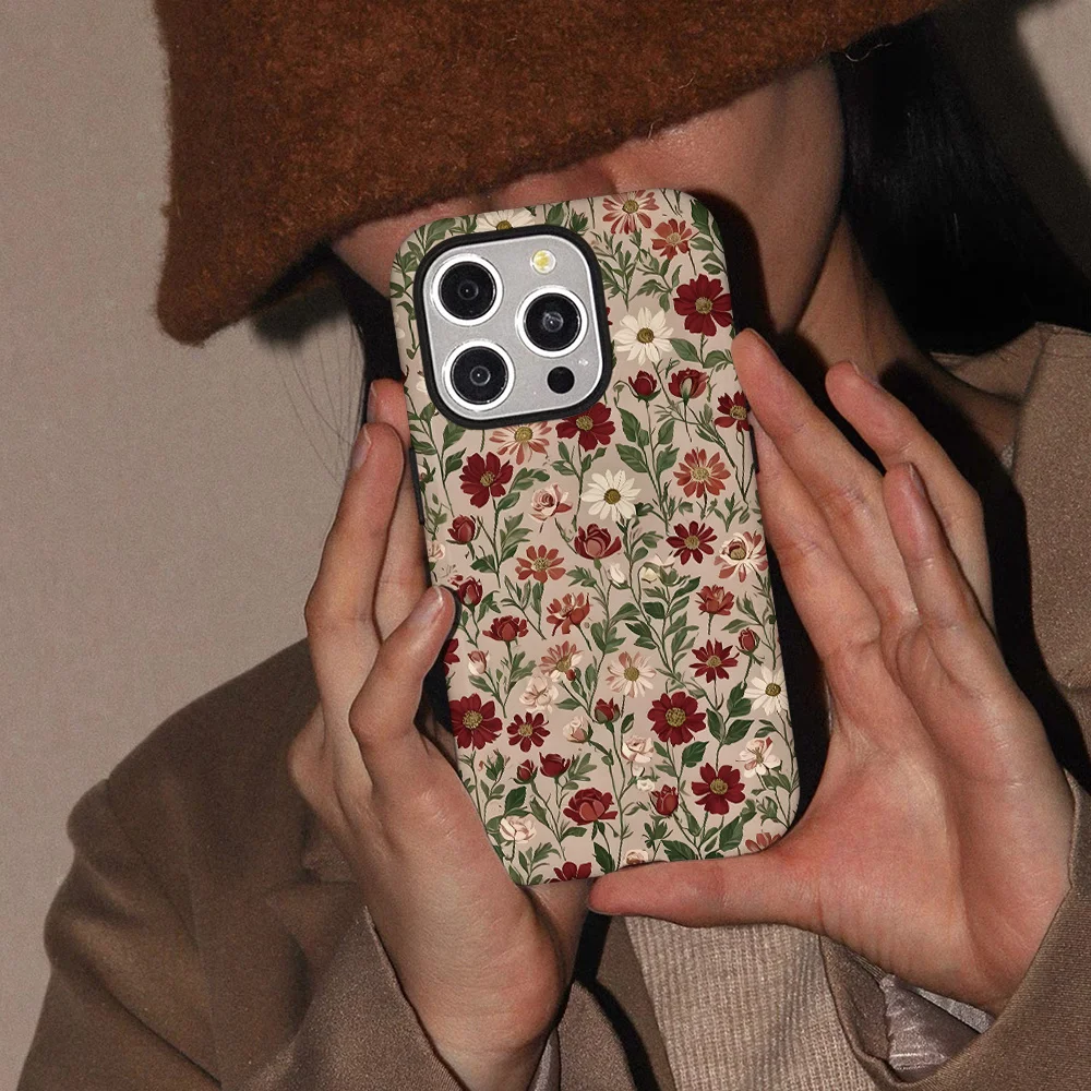 

Little Flowers Vibrant Chic Cool Unique Two-In-One Film Case Dual Layered Case for IPhone 16, 15, 14, 13, 12, 11, Plus, Pro, Max