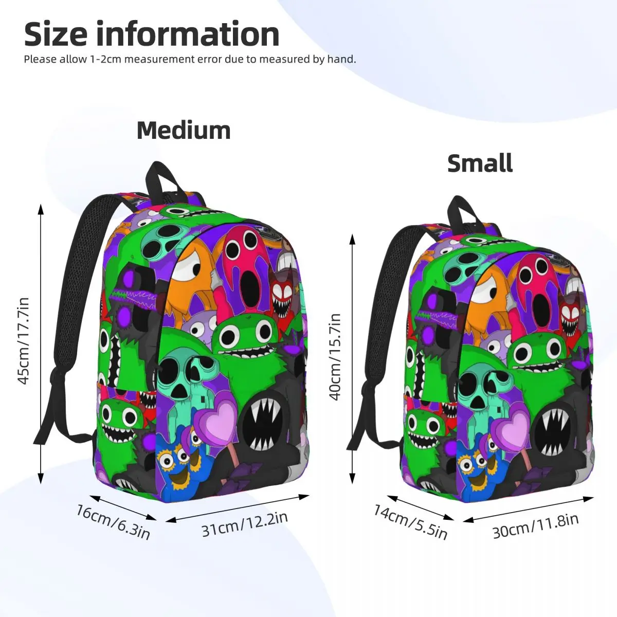 Garten Of Banban Horror Game Backpack for Men Women Casual Student Work Daypack Laptop Computer Canvas Bags with Pocket