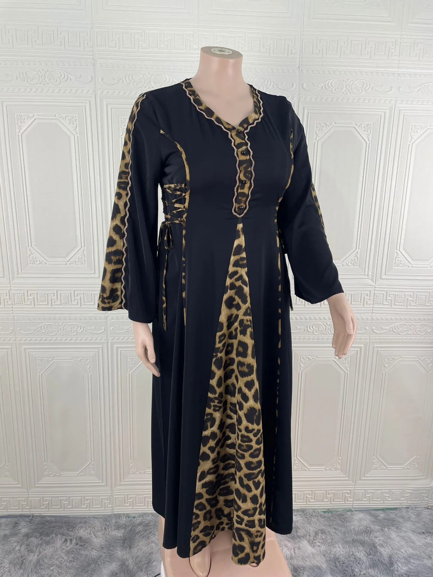 Muslim Abaya Dress Women Dubai Dresses Jalabiya Leopard Print Vestidos Modest Robe Morocco Arab Abayas Kaftan Islam Ramadan