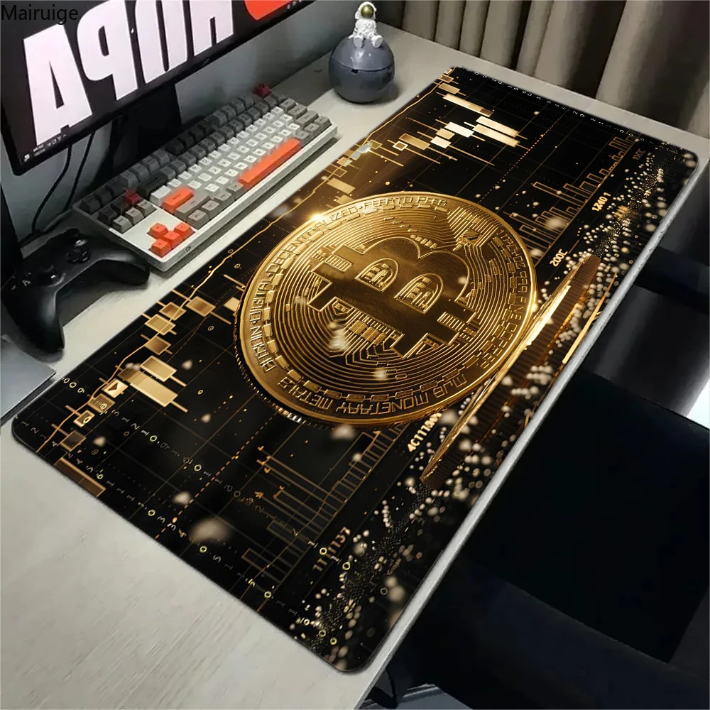 

Коврик для мыши с биткойнами 90x40 см, HD коврик для мыши, геймерский шкаф, настольный коврик, ковер для клавиатуры, аксессуары для компьютерных игр, противоскользящий расширительный коврик