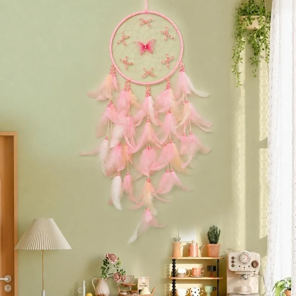 Handmade Butterfly Dream Catcher Wall Hanging Oranments Home Decoration Butterfly Wind Chime Creative Gifts Room Hanging Decor