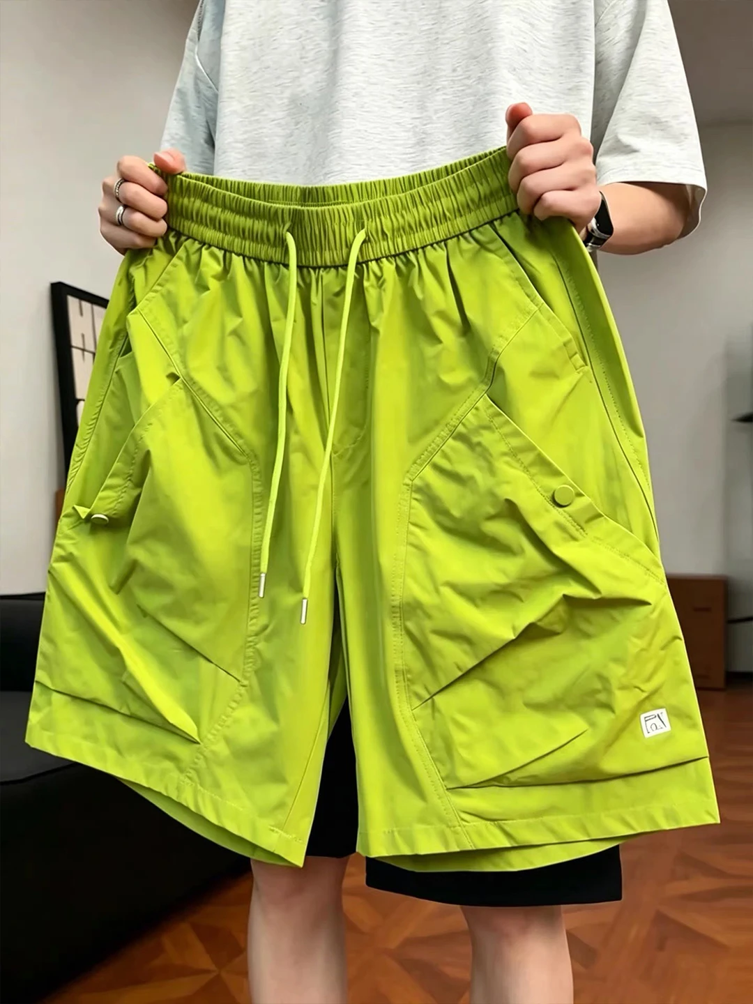 American Style Quick Dry Workwear Shorts Men Summer Multi Pocket Ice Silk Five Shorts Outdoor Hiking Sports Casual Pants