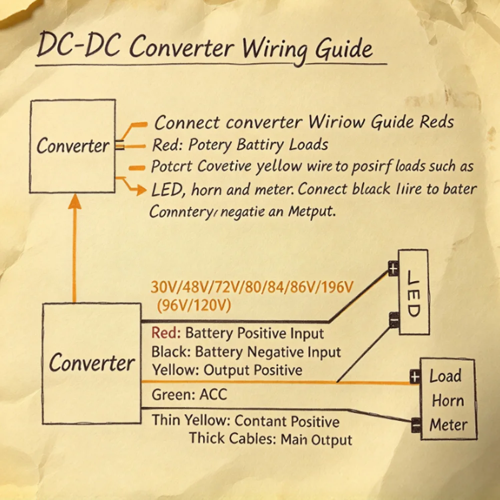 DC 48V 60V 72V to 12V 25A Step-Down Converter for Electric Mobility Vehicles Supporting 12V Lighting Horns and Sound Equipment