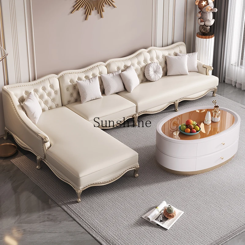

American light luxury, large apartment living room modern simple luxury corner princess, leather sofa