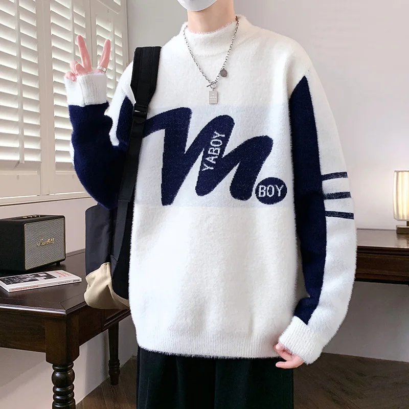 

Мужской вязаный свитер с высоким воротником Thiened, осень-зима, внутренняя одежда из искусственной норки, базовый слой для подростков, теплая Thiened Line irt