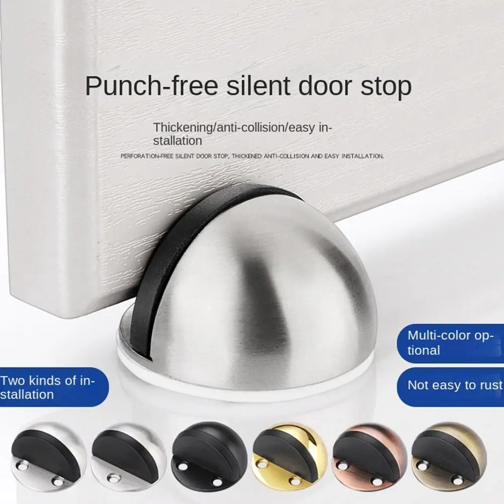 New Stainless Steel Door Stopper Non Punching Nail-free Door Suction Hardware Anti-collision Door Stop Door