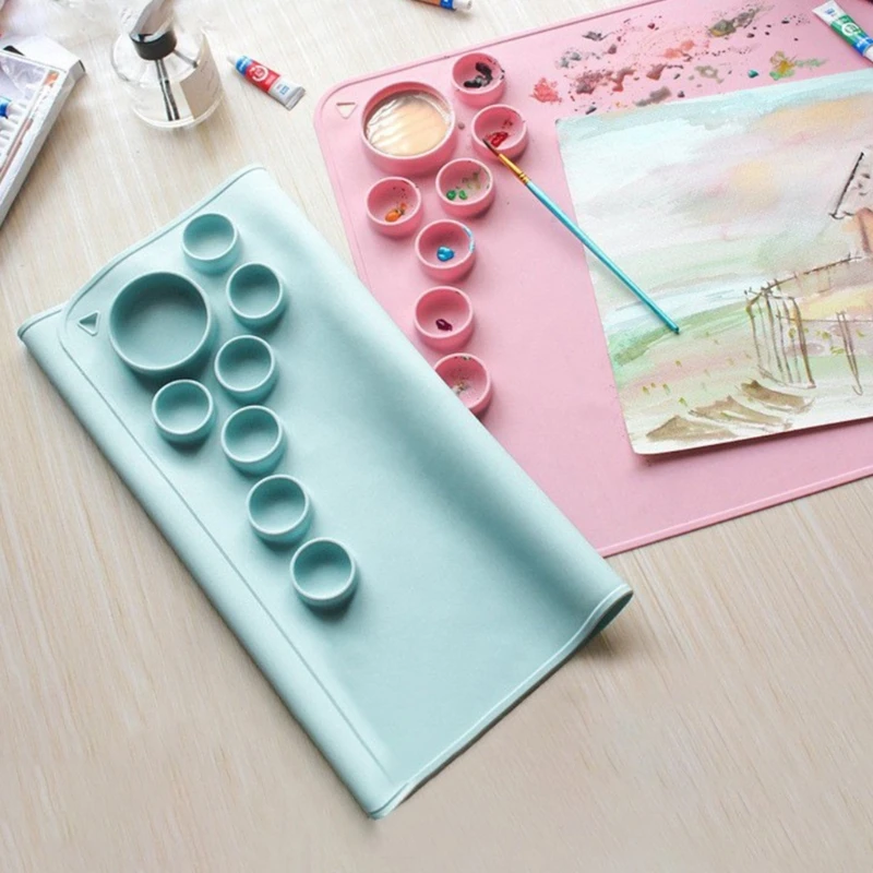 Art Painting Pad 23.6X15.7Inch for Drawing and Paint Mixing with Brush Rest and Multi Paint Wells for Home Daily H8WD