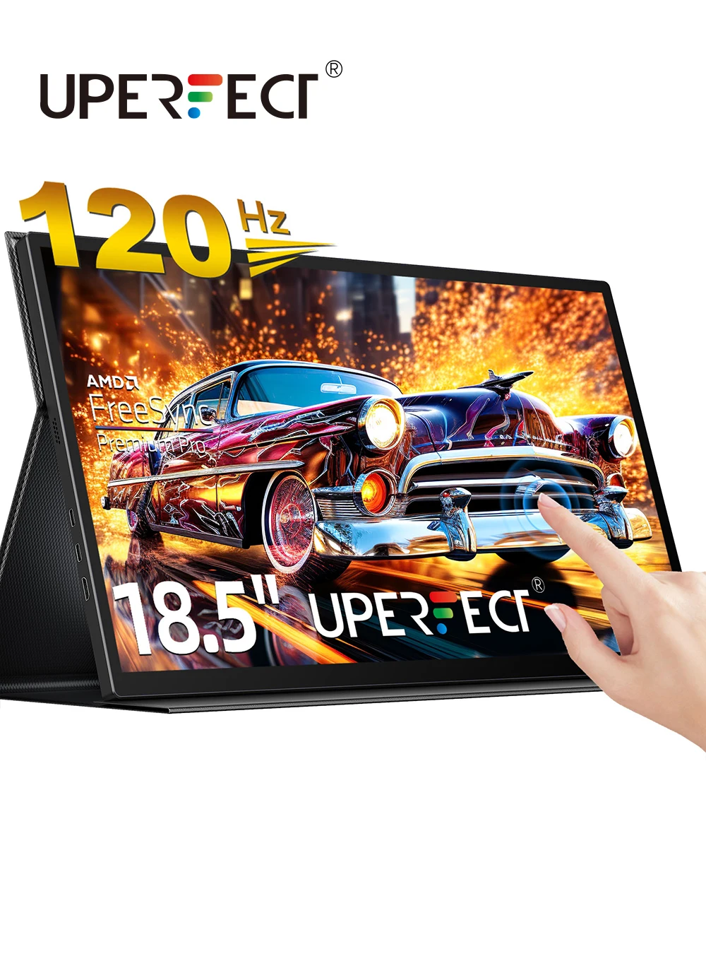 UPERFECT 18.5” Portable Monitor Touchscreen 120Hz 1ms Gaming Display Type c HDMI HDR FreeSync External Travel Screen For Laptop