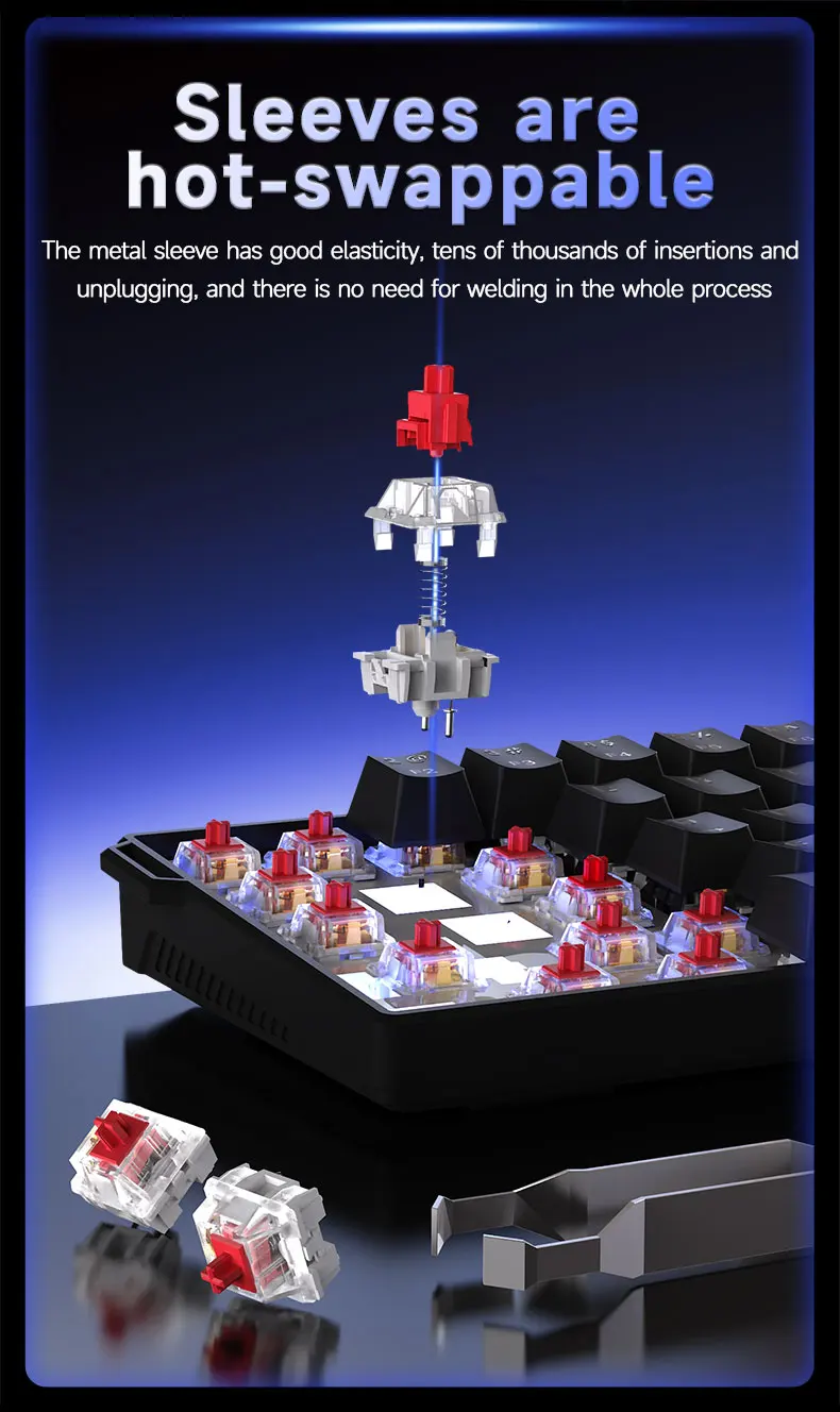 AJAZZ NK61 Kabelgebundene Mechanische Gaming-Tastatur, Unterstützt Vollständigen Hot-Swap, Geeignet für Büroarbeit und Gaming – Detail 4