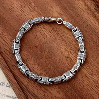 HX Silver Color Vajra Bracelet Men's Retro New National Trend High-end Gift Temperament All-match Jewelry