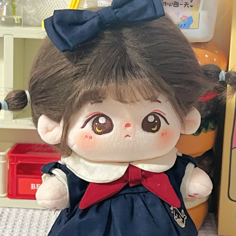 Cute Japanese JK Uniform Girl Dress No Attribute 20cm Plush Stuffed Doll Kawaii Change Clothes OutfitAccessories Birthday Gift