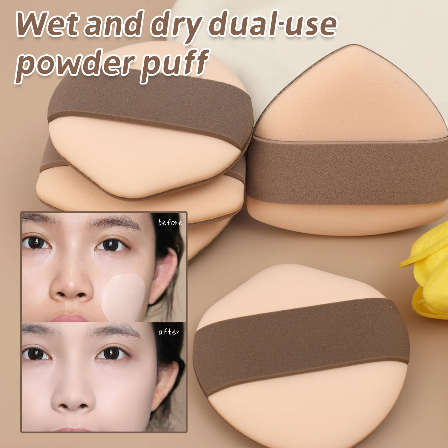 Triangle Design Sponge Powder Puff Double-sided Wet and Dry Use Cosmetic Puff Evenly Apply Foundation Easy To Clean Makeup Tools