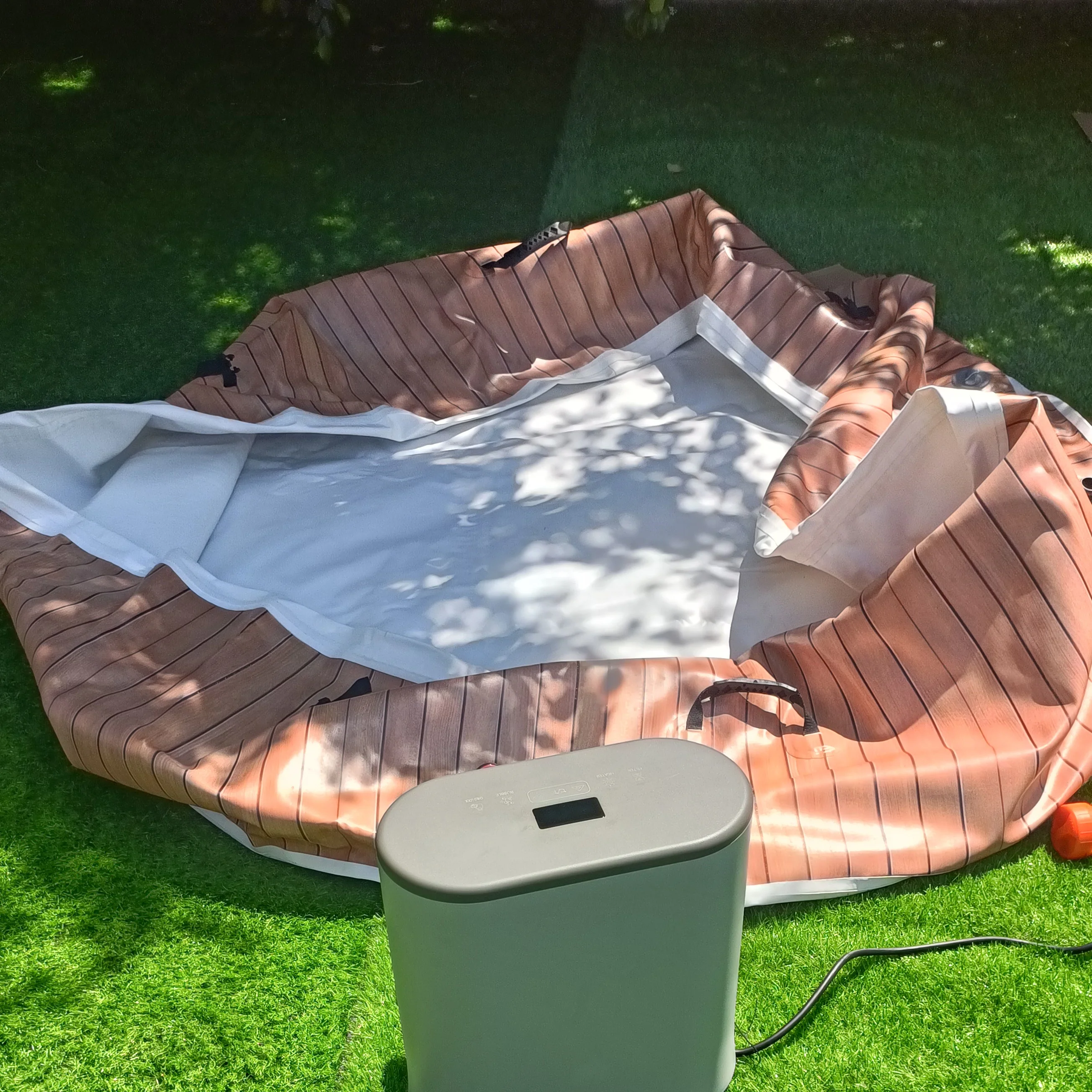 Inflatable Spa Pool, Round Dropstitch PVC Hot Tub, Portable Heated Tub with Cover, 180*65cm 200*65cm 250*65cm Outdoor Garden Spa