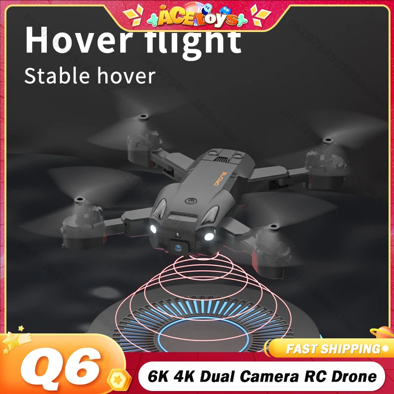 Q6 6K 4K Dual Camera RC Drone HD Professional 3-Sides Obstacle Avoidance Folding WIFI FPV Quadcopter Rotation Birthday Gifts