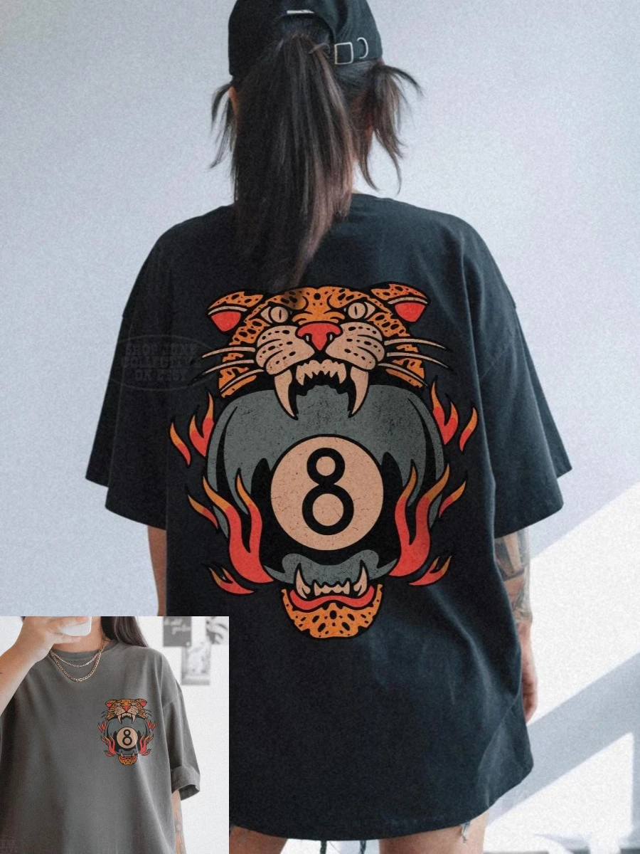 Lucky Leopard Tee Traditional Tattoo T 8 Ball Shirt Grunge Streetwear Vintage Western Lucky Me Shirt Yallternative Aesthetic