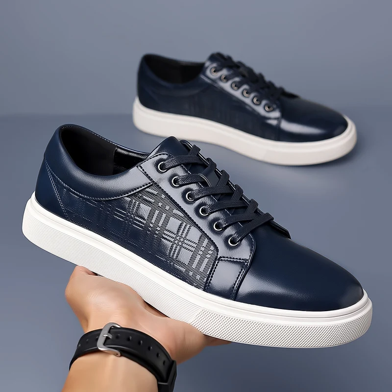 

Men's Vulcanize Shoes New Blue Lace-up Solid Black Sneakers Casual Shoes Free Shipping Size 38-46 Men Shoes