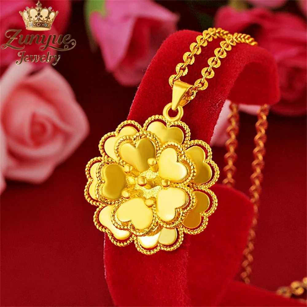 

Sand Gold Heart-Shaped Flower Pendant Luxury Quality Jewelry Handicraft Fashion Jewelry Exquisite Charms Elegant Popular Gift