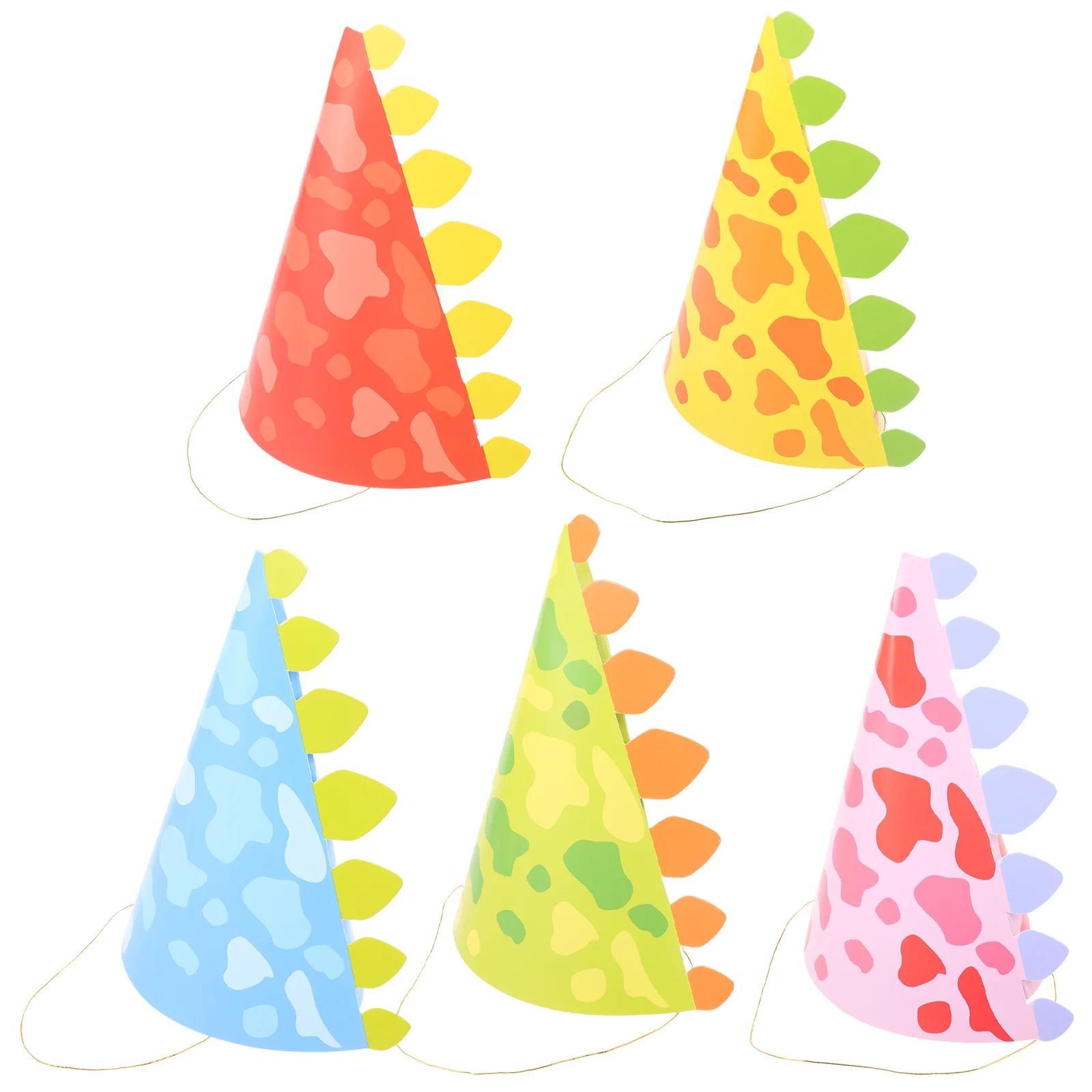 10 Pcs Birthday Dinosaur Party Hats for Kids Child Baby Toddler Paper Hats 5 Color Variety Cute Cartoon Design Sturdy