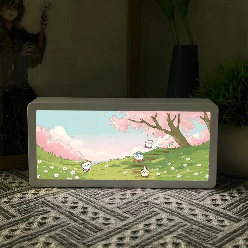 Chiikawa LED Night Lamp Cute Anime Character Printed Table Lamp Soft Glow Bedside Light For Bedroom  Kawaii Lamp Gift