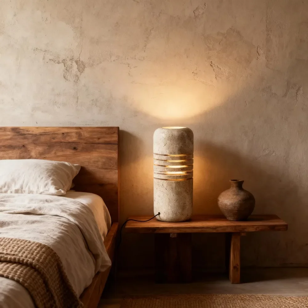 Creative Yellow Travertine Style Modern Light Emitting Diode Dimmable Desk Lamp Superior Villa Bedroom Homestay Model Room