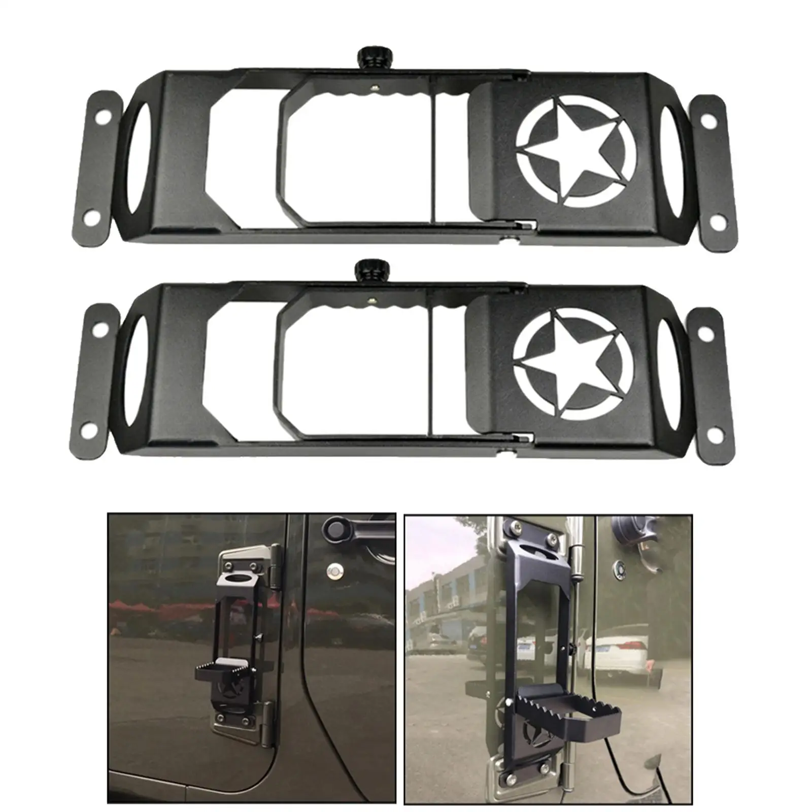 Pair Door Hinges Foot Pedal Ladder Non-slip Design for Jeep Wrangler JK