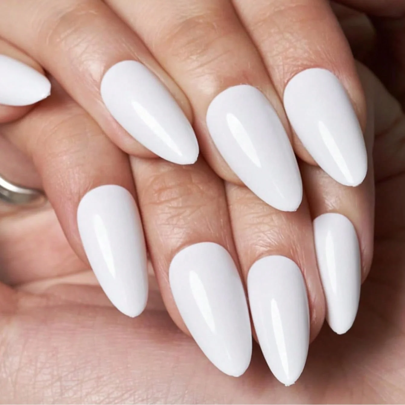 120pcs In Box Enhance Your Nail Look With Long White AlmondShaped Fake Nails Deal Gift For Girls Mothers Women.