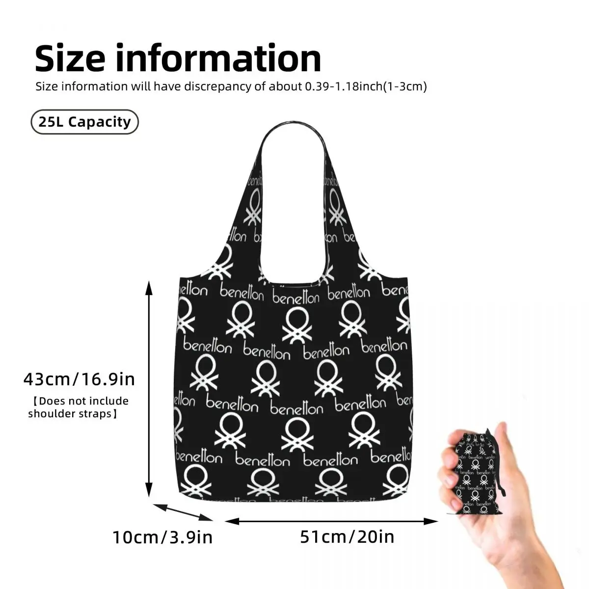 Benetton Formula Team 80s Collection Shopping Tote Bag Canvas Large Capacity Shoulder Bags Shopper Grocery Handbag for Women