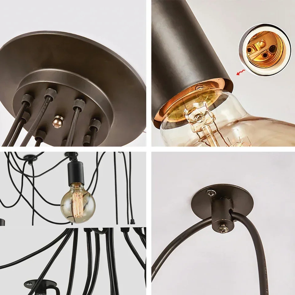 

American 8 Heads Daily Lights Adjustable Country Industrial Warehouse Vintage Spider Ceiling Light Fixtures For Home
