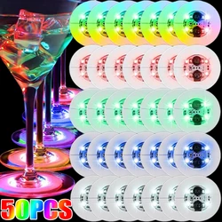 5/50PCS LED Flash Coaster Luminous Bottle Stickers Wine Cup Mats Lamp Ktv Bar Wedding Party Cocktail Drink Cups Vase Decor Light