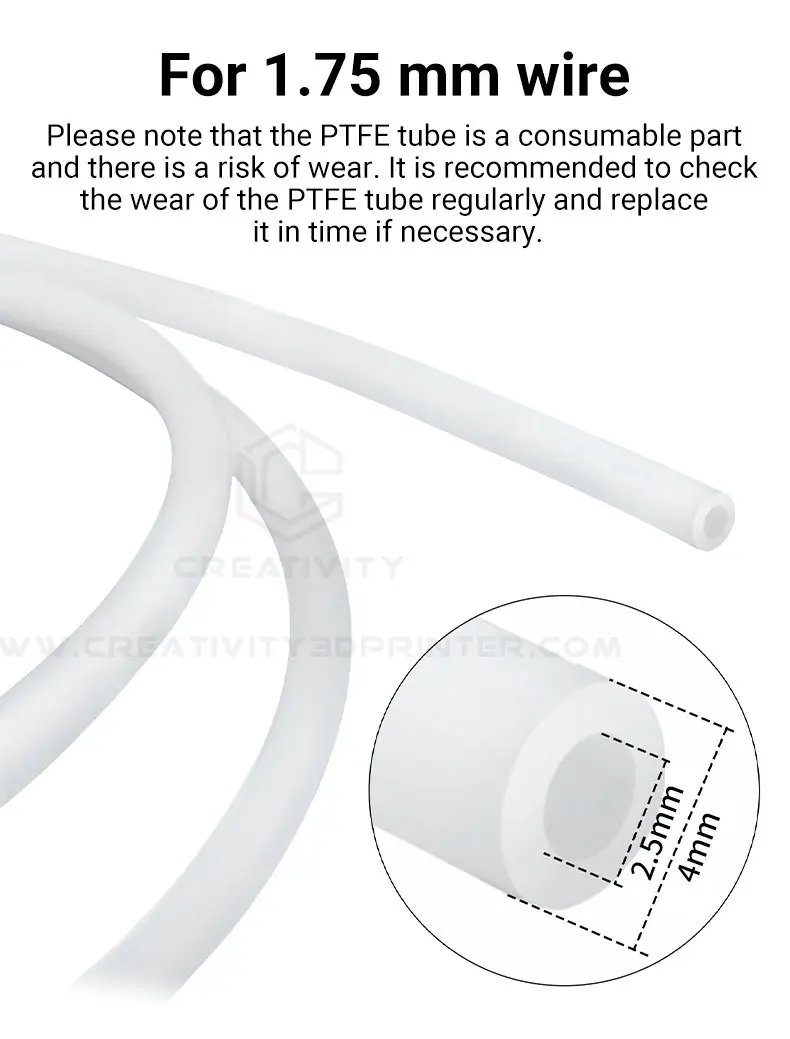 PTFE-Schlauch für Labor P1P P1S P2S X1 X1C A1 H2D K1 AD5M Bowden Extruder Filament 1,75mm 2,5*4mm AMS PTFE-Rohr 3D-Drucker Zubehör – Detail 9