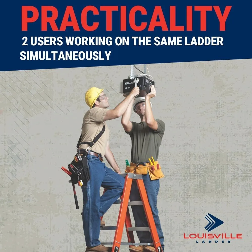 Escalera Louisville de fibra de vidrio de doble escalón de 6 pies con capacidad de 375 lb, tipo IAA, FM1406HD