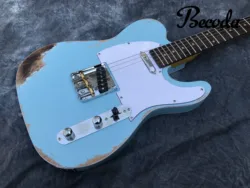 China Becoda electric guitar TL Alder wood handmade heavy relic guitar.Sky blue