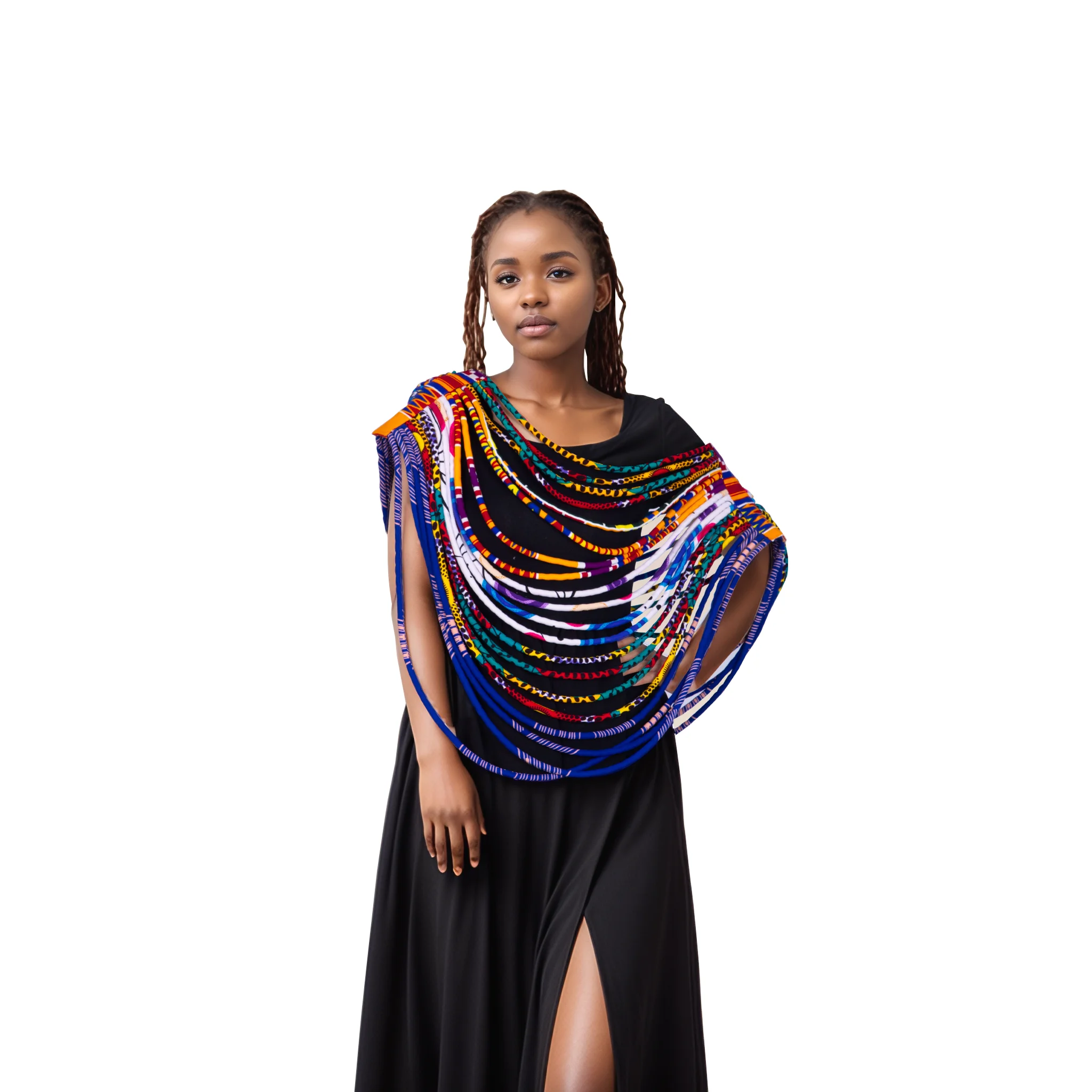 Ankara Multi Strand Necklace African Bold Colorful Long Exotic Jewelry Anfrica Handmade Long Collier Rope Necklace Shawl Wyb963