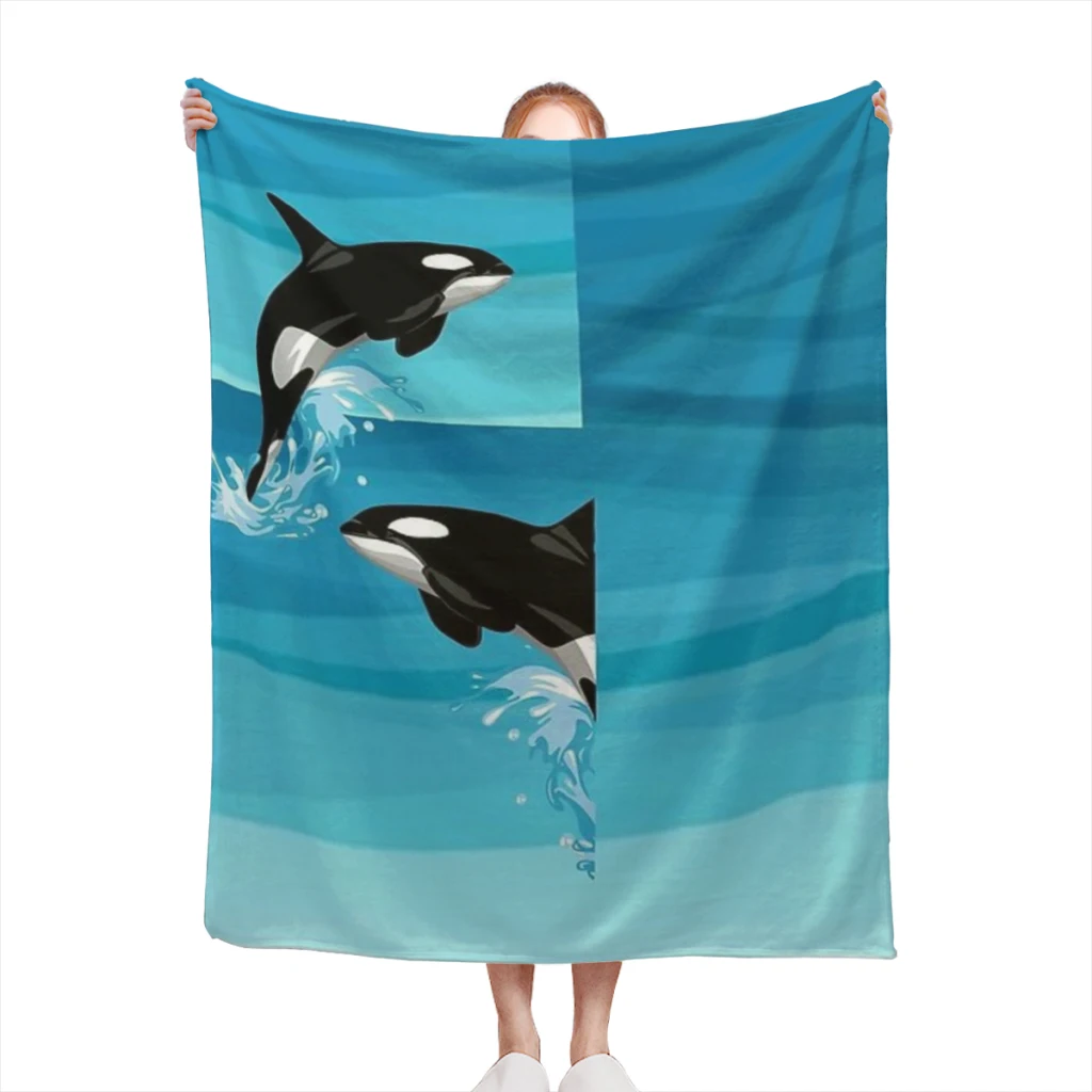 

Orca Fluffy Baby Blanket Sofa Camp Nap Bedspread Cozy Flannel Blanket Bedroom Decor