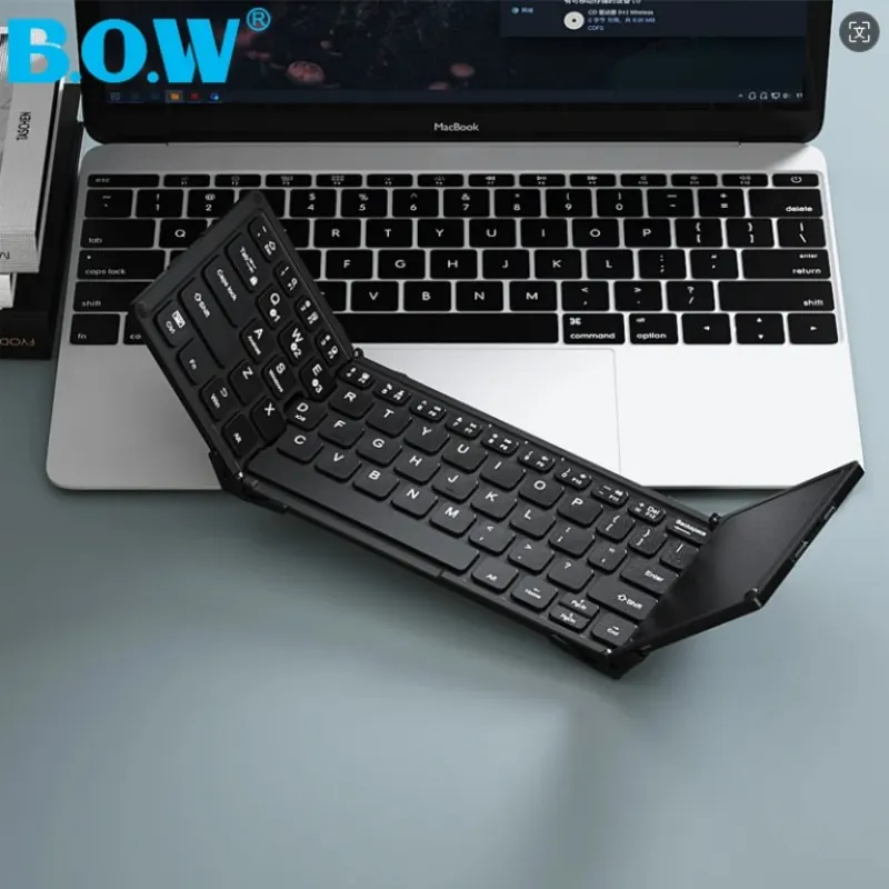 BOW HB318 Mini Bluetooth Foldable Keyboard with Touchpad for Android, Windows, PC, Tablet,TypeC charging port,BT5.1